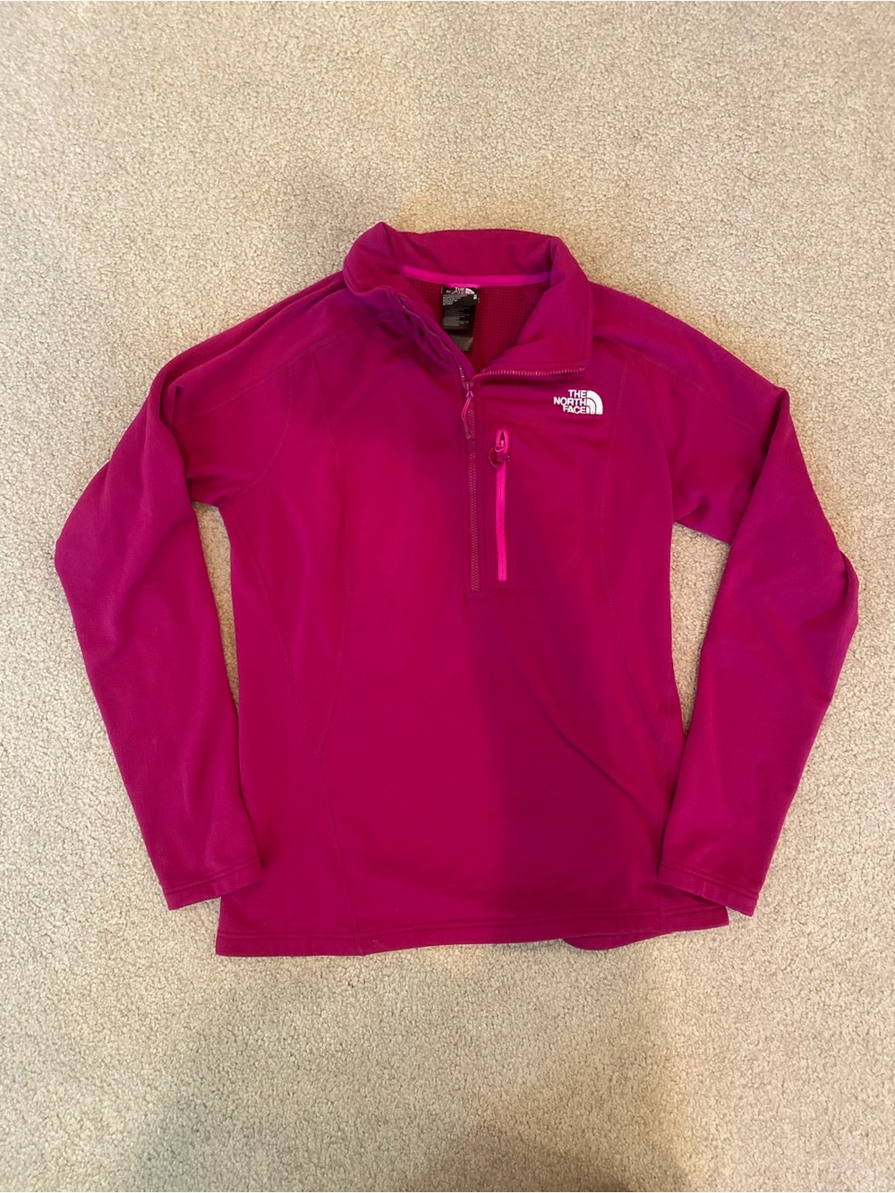 The North Face Women’s Pink 1/4 Zip Mock Neck Pullover Long Sleeve M Zip Pocket